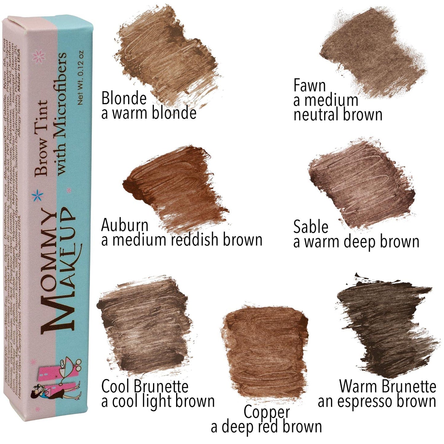 Brow Tint with Microfibers - 4-in-1 Tinted Eyebrow Gel to Groom, Hold, Sculpt & Color Your Brows, Covers Gray Hair - Water Resistant, Clump-Free, Long Lasting (Sable) by Mommy Makeup