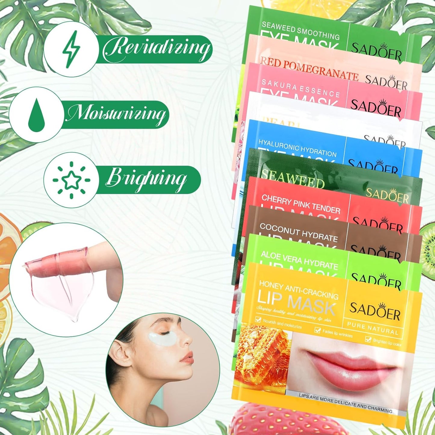 60 Pcs Moisturizing Lip Mask Eye Pads Lip Eyes Care Pads Mask Multi Pack Lip and Under Eye Patches for Puffy Eyes Spa Moisturizing Skincare Eye Lip Treatment (Lip and Eye)