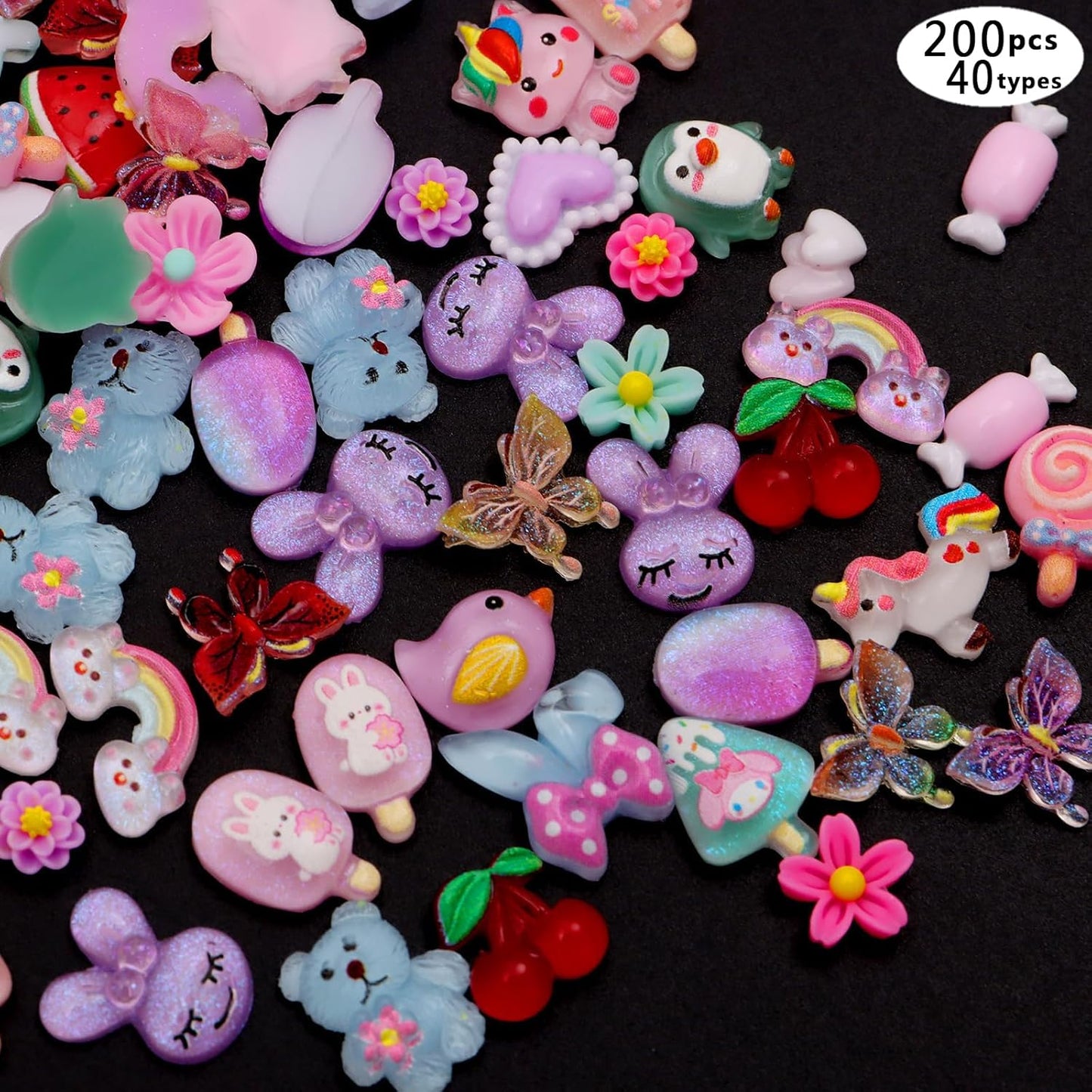 250pc 3D Nail Charms Set - Diverse Shapes & Colors for Acrylic Nails & DIY Crafts (#3)