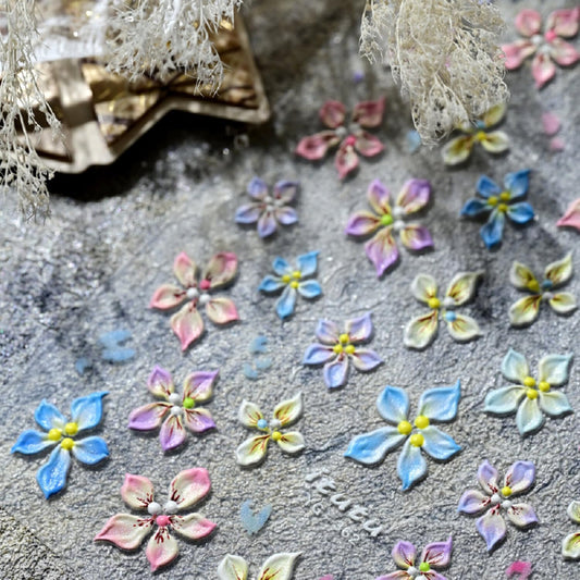 Flower Nail Stickers for Nail Art Wild Flowers Nail Art Stickers Summer Floral Light Colorful 5D Embossed Nail Decals Self-Adhesive Nails Supply Manicure Sliders Devil Flower for Nails Decoration