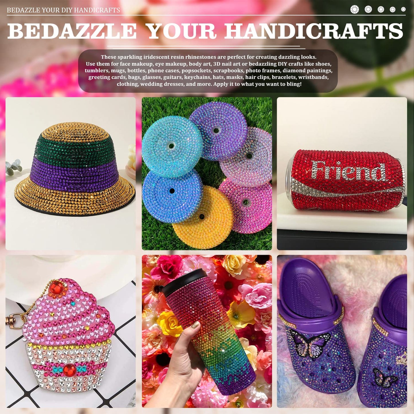 7000PCS Resin Rhinestones with Tweezers for Crafting, 2/3/4/5/6mm Flatback Jelly Rhinestones, 4 Box Dark Purple AB Non Hotfix Crystal Gems for DIY Crafts Mugs Tumblers Clothes Makeup Nail