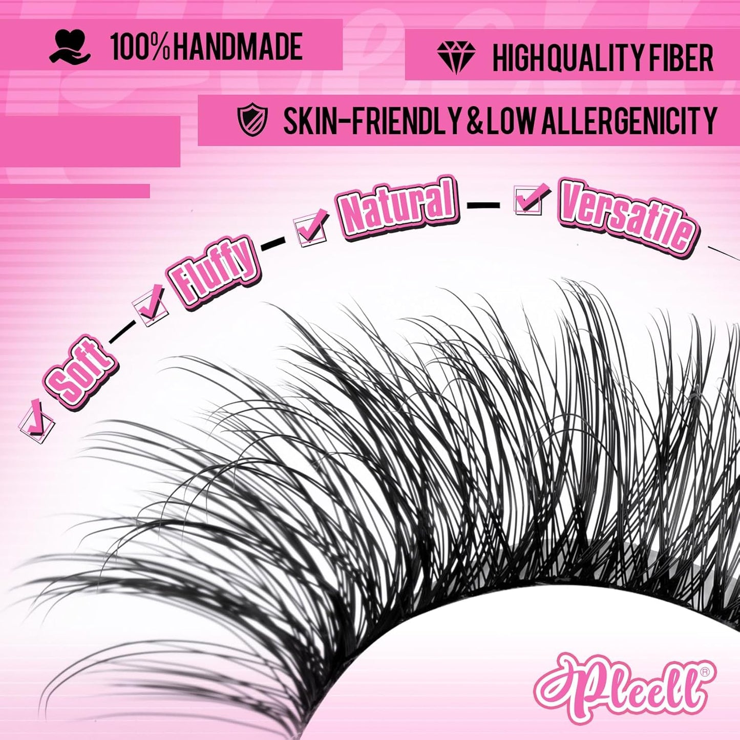 Fluff Lash Extension Kit Wispy Eyelash Extension Kit 10-18MM Natural Lash Clusters 180PCS Cluster Eyelash Extensions with Lash Bond and Remover and Lash Applicator DIY Lashes Extension by Pleell
