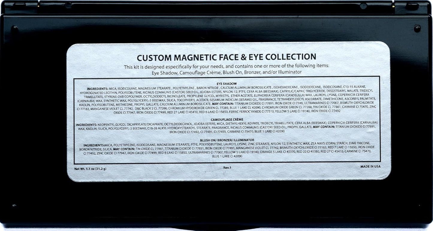 Metallic Shimmer Off White, Gold Bronze Brown, and Glitter Black Vegan Eyeshadow Trio Palette; Talc, Paraben & Cruelty Free