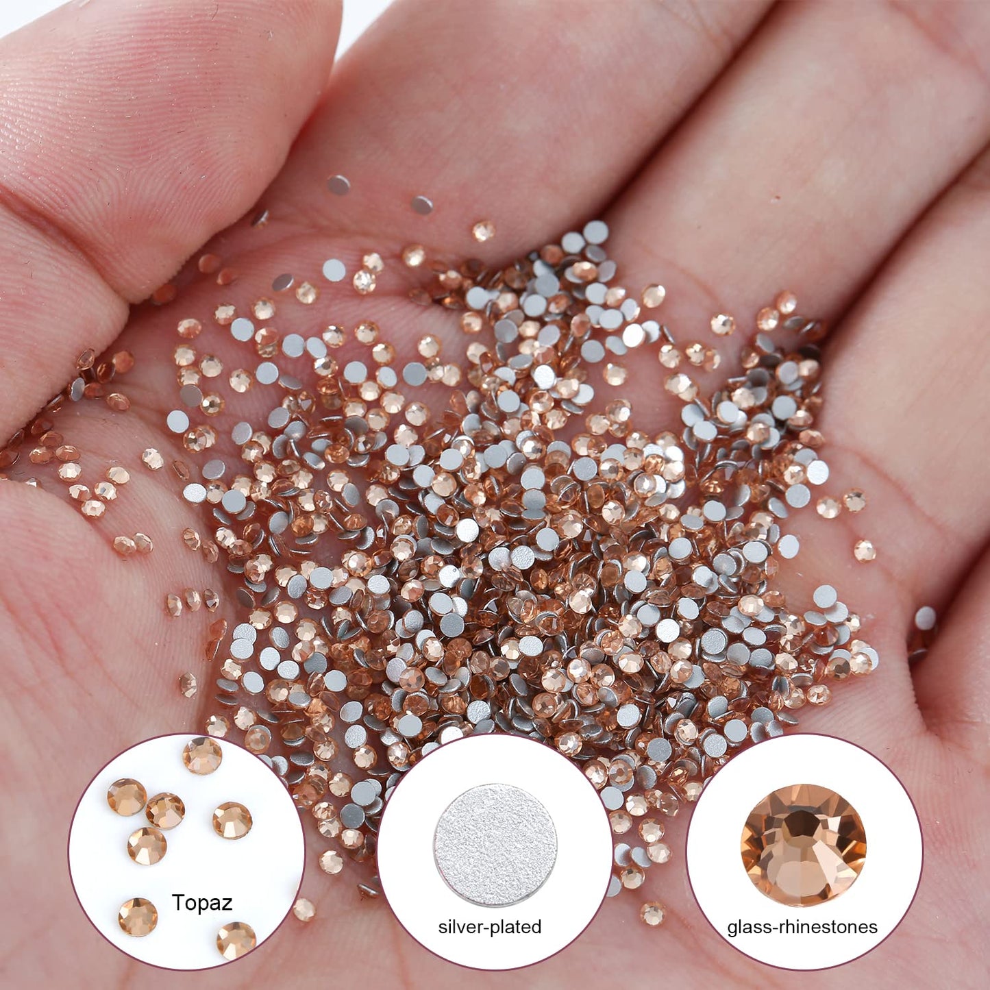 1440Pcs Champagne Crystal Rhinestones,Glass Flatback Rhinestones Gemstones for Nail Face Makeup Art Crafts Clothes Decoration -(SS3,1.4mm,Champagne)