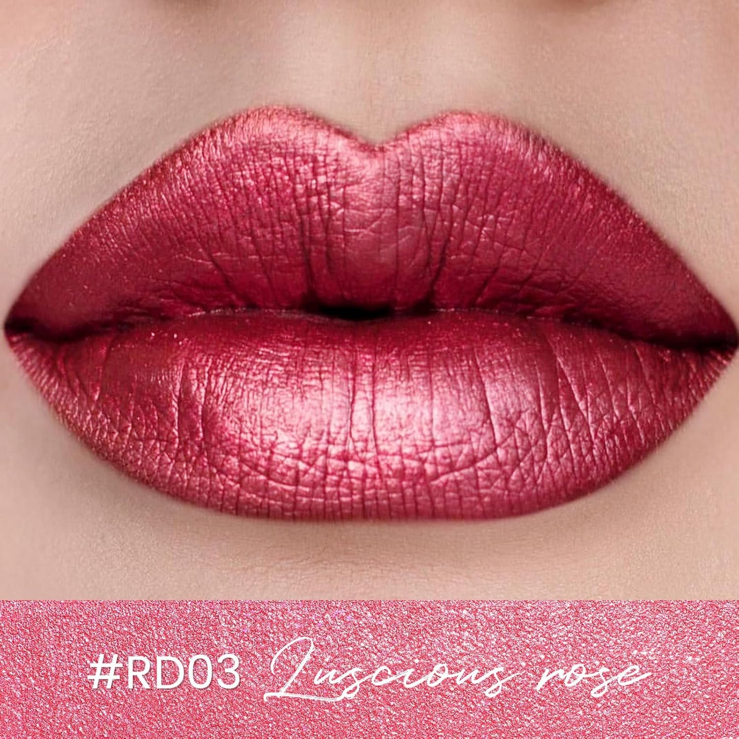 FOCALLURE Metallic Liquid Lipstick,Non Stick Cup Lip Gloss,High Impact Lip Color with Transfer-proof Wear,Long Lasting & Waterproof Lipstick Makeup for Women,RD03 LUSCIOUS ROSE