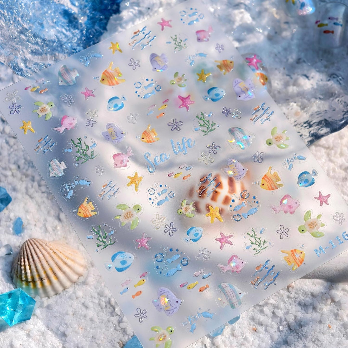 Fish Nail Stickers for Nails Art Ocean Nail Art Decals Colorful Nails Art Stickers Self Adhesive Cute Nails Charms for Women Girls Kid Manicure DIY Decoration