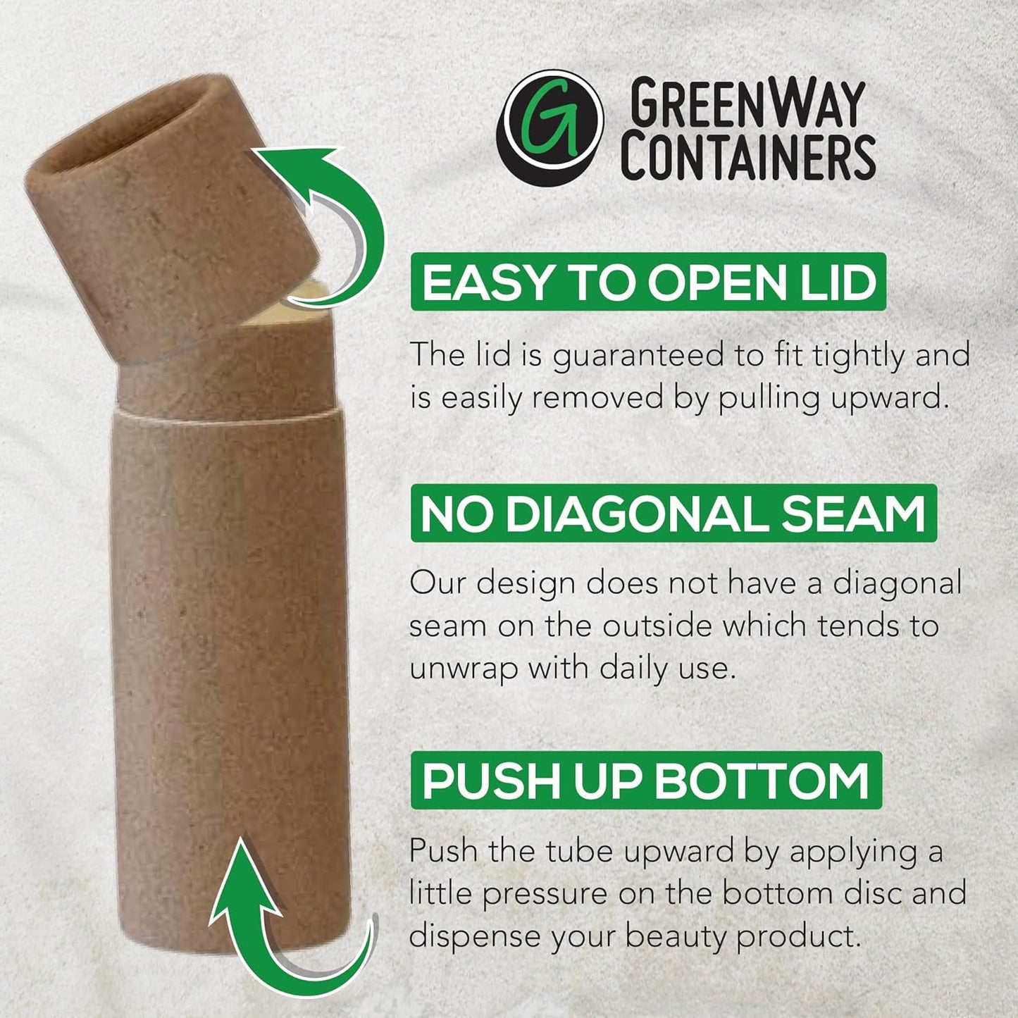 GreenWay 0.15oz / 4.25g Kraft Paperboard Lip Balm Tubes with Lids - 50 Pack Lip Gloss Tubes Refillable DIY Cosmetic Containers – Extra Thick Push-Up Bottom Lip Balm Containers - Black