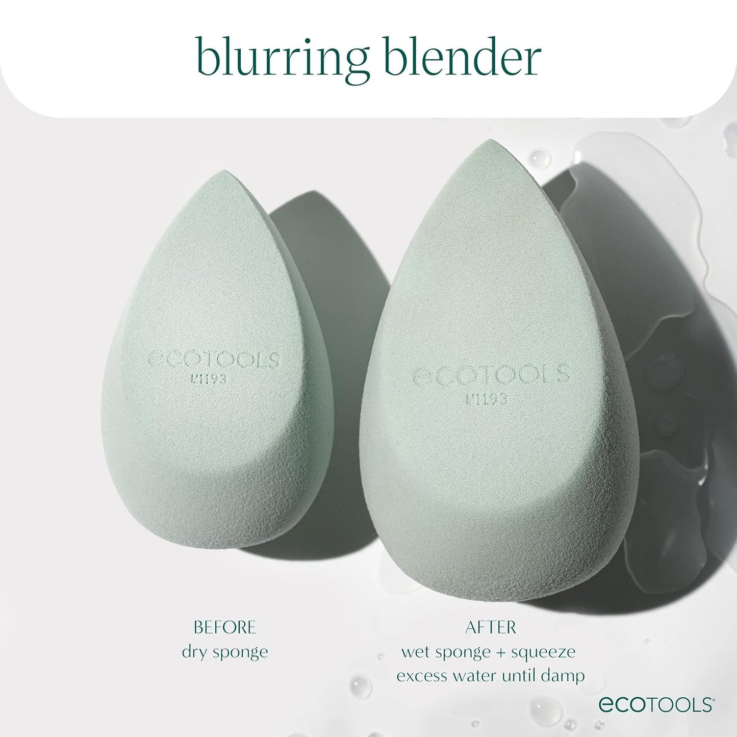 EcoTools Blurring Blender Makeup Sponge Duo, Makeup Blender Sponge For Blurred Skin, For Liquid & Cream Foundation, Cloud Coverage Memory Foam, Eco Friendly & Latex Free, Cruelty-Free & Vegan, 2 Count