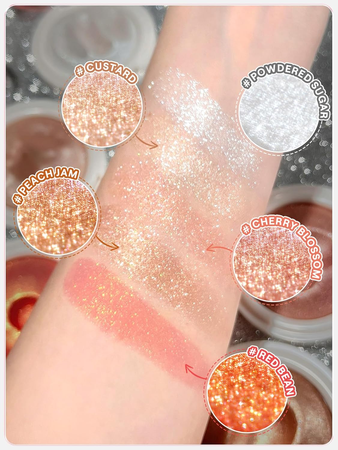 SHEGLAM Glowchi Bouncy Highlighter Mochi-like Formula Highlighter Long-lasting Shimmer Makeup-Peach Jam