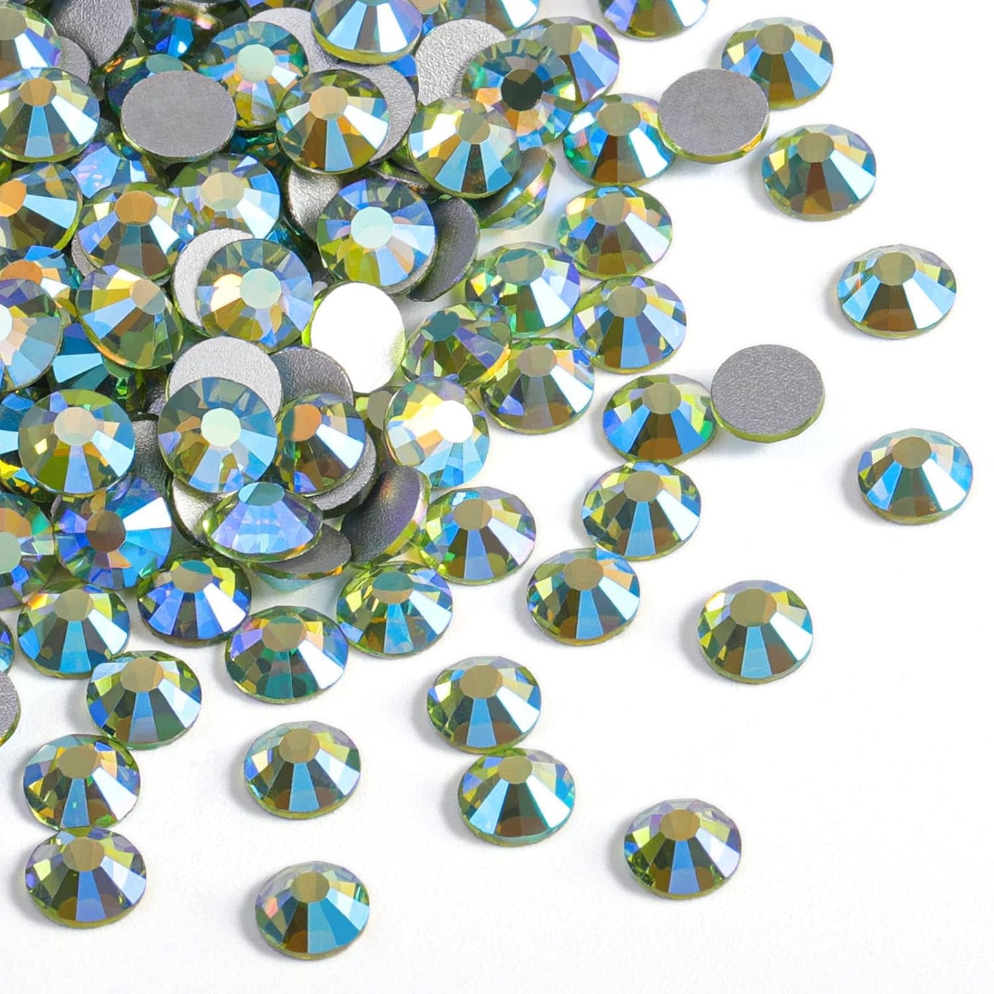 Beadsland 1440 Pieces Flat Back Crystal Rhinestones Round Gems,Peridot AB,SS20,4.6-4.8mm