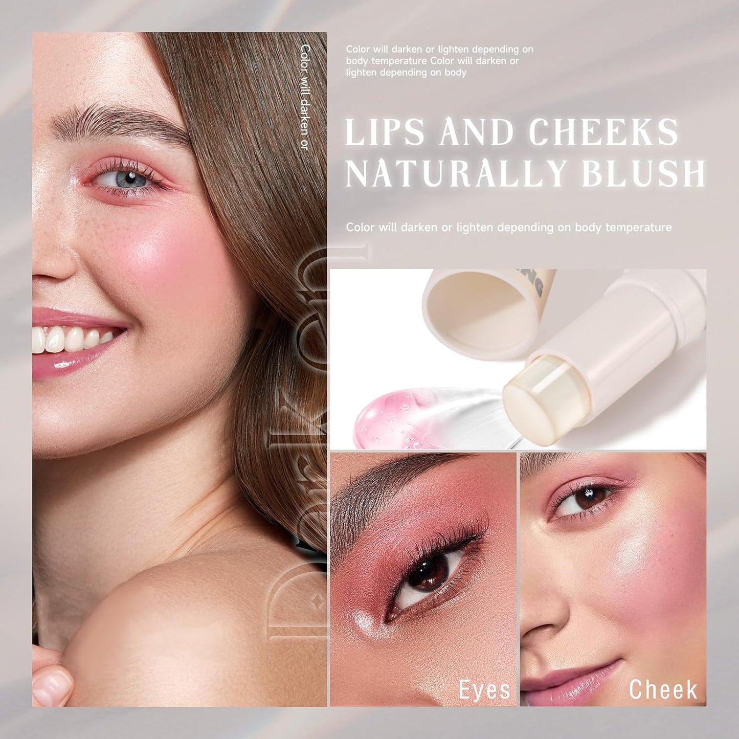 2PCS Color Changing Blush Stick for Cheeks Makeup,Clear Blush PH Temperature Change Magic Pink Cream Blusher Waterproof Multi-Use Lips and Face Tint,Matte Finish Natural Lightweight Jelly