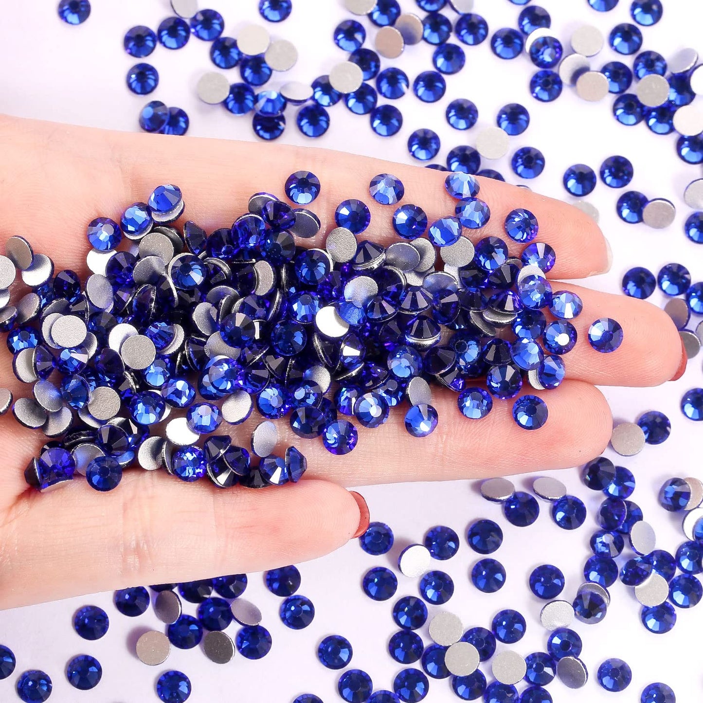1440Pcs Blue Crystal Rhinestones,Glass Flatback Rhinestones Gemstones for Nail Face Makeup Art Crafts Clothes Decoration -(SS16,4.0mm,Blue)