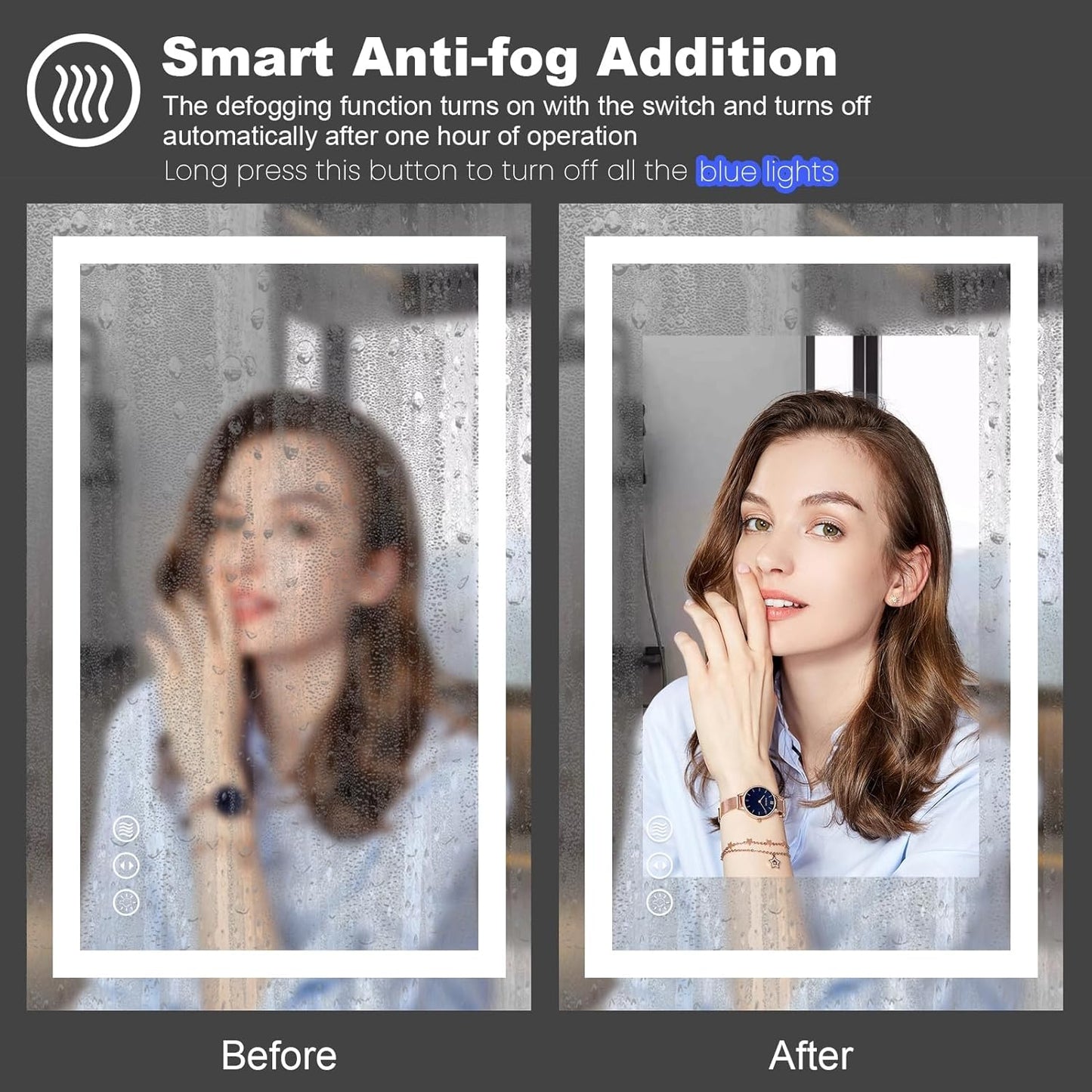 Amorho LED Bathroom Mirror 84" X32" with Front and Backlight, Large Dimmable Wall Mirrors with Anti-Fog, Shatter-Proof, Memory, 3 Colors, Double LED Vanity Mirror