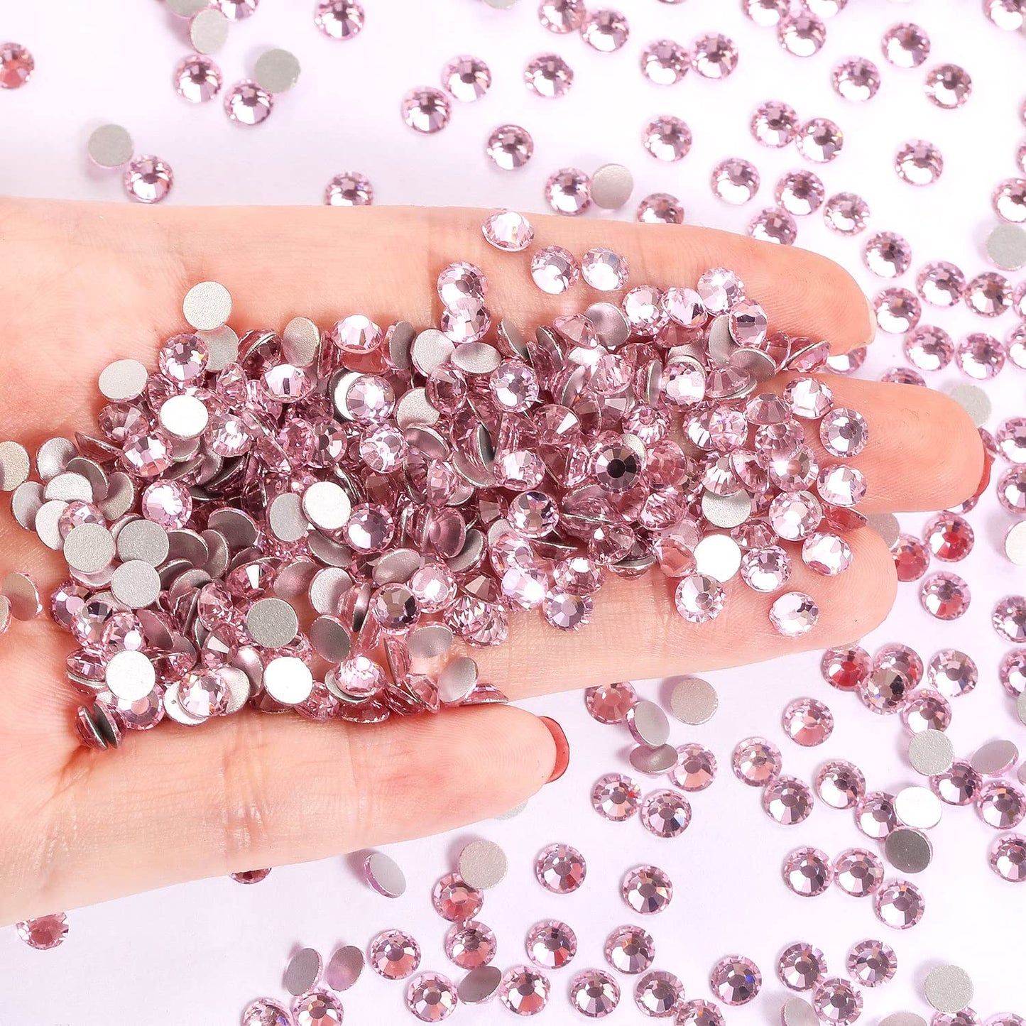 1440Pcs Light Pink Crystal Rhinestones,Glass Flatback Rhinestones Gemstones Small for Nail Face Makeup Art Crafts Clothes Decoration - (SS10,2.8mm,Light Pink)