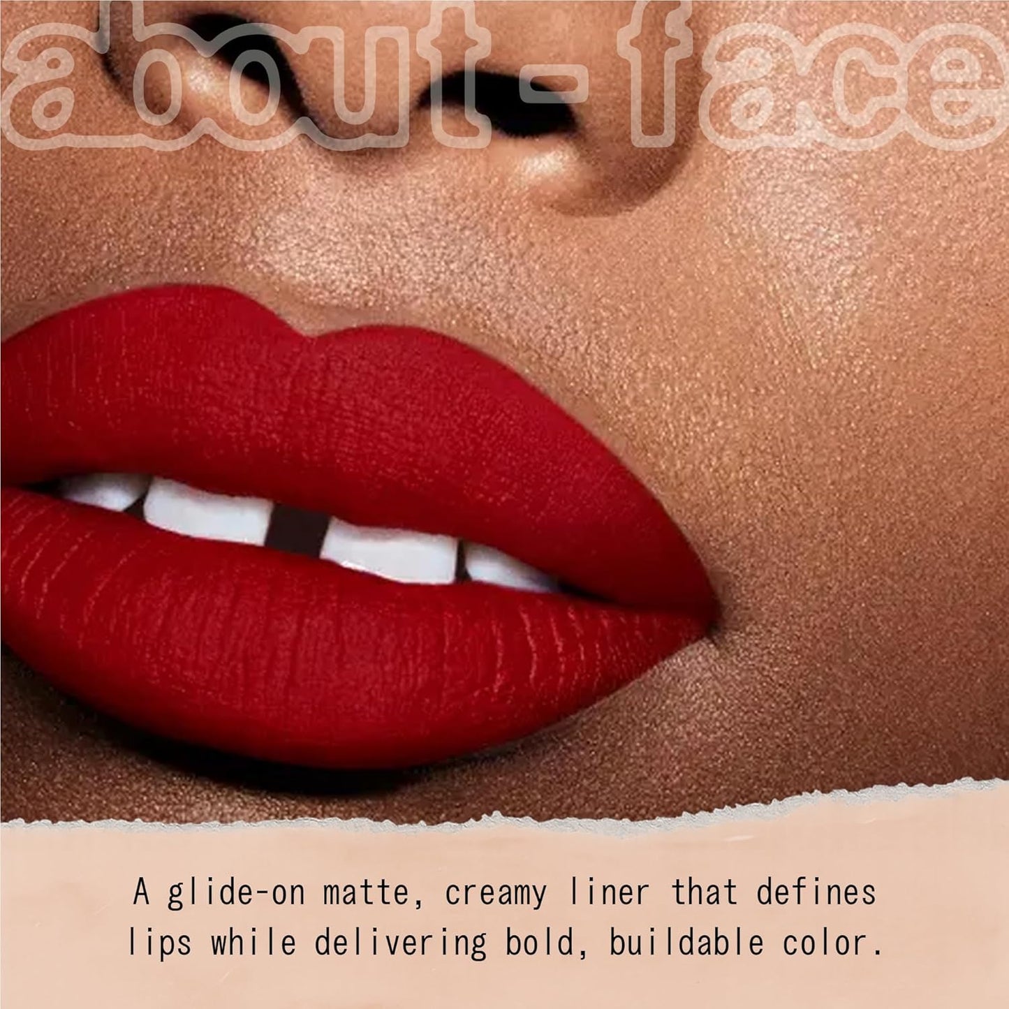 about-face Matte Fix Lip Pencil 4Ever Flame – Long-Wear, Creamy Matte Lip Liner with Hyaluronic Acid & Vitamins C & E – Vegan, Cruelty-Free, Clean Beauty – 0.042 oz (Cherry Red)