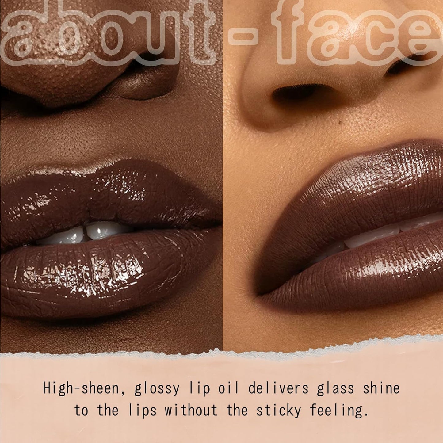 about-face Light Lock Lip Gloss Play Hooky – Non-Sticky, High-Shine Lip Oil Gloss with Coconut Oil, Peppermint & Lavender – Vegan, Cruelty-Free, Clean Beauty – 0.21 oz (Plum Brown)