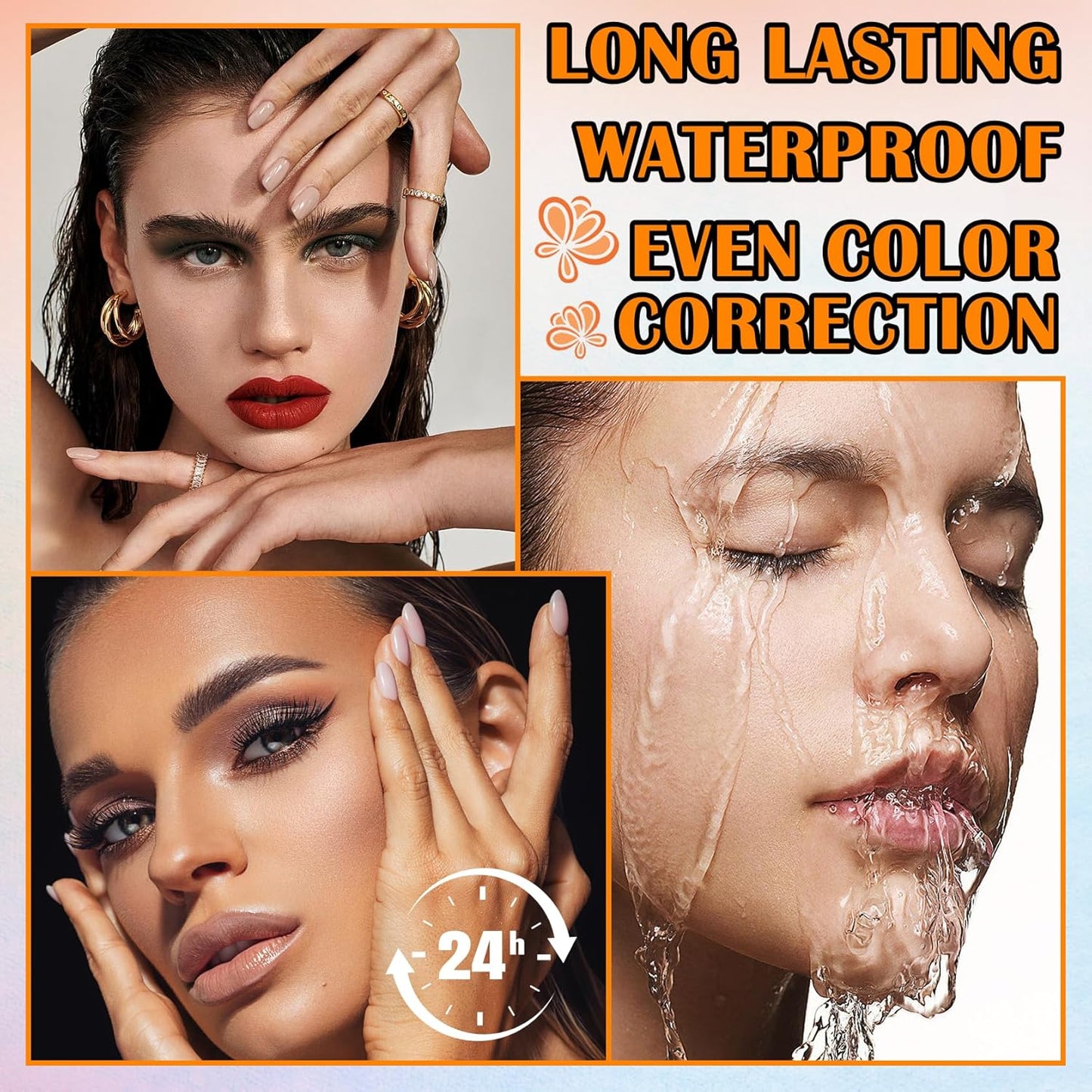 9 Colors Corrector Concealer Palette,Correcting Concealer Cream Makeup Contour Palette Conceals for Dark Circles and Blemish,Contouring Liquid Foundation Highlighting Makeup Kit with Brush