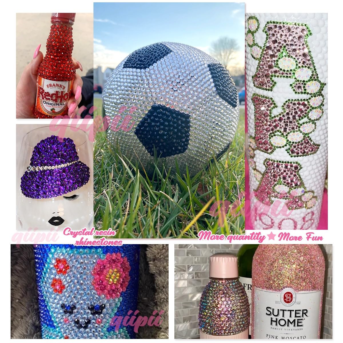 16000PCS Rose Red Crystal Resin Rhinestones for Crafting Hot Pink Flatback Stones 3mm 4mm 5mm Non-Hotfix Dark Rose Pink Diamonds Crystals Gems Charms for Nails Face Eyes Makeup Tumblers Crafts