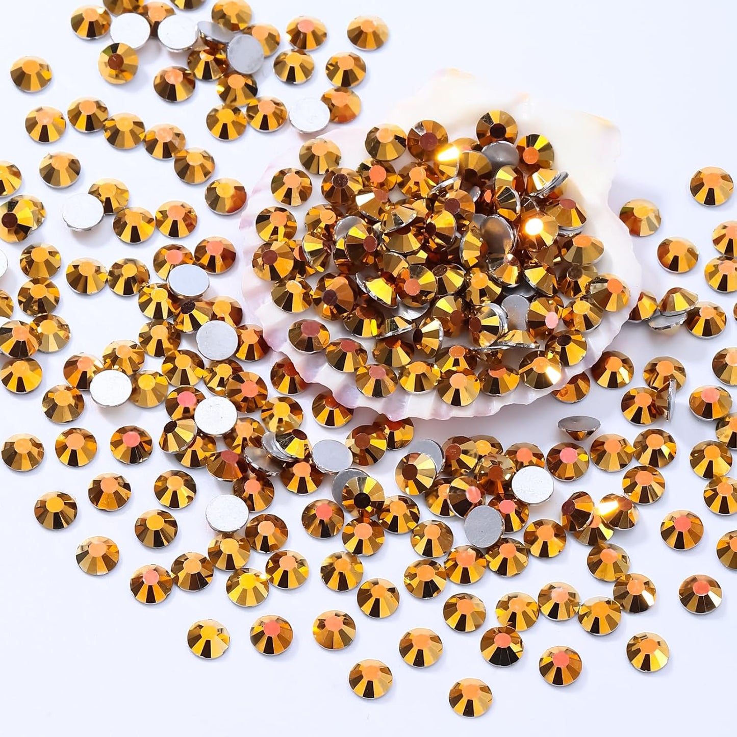 Gold Flatback Rhinestones, Glass Rhinestones for Nail Art and Craft, Glue Fix, Loose Crystal Gemstones(Gold, SS30, 288pcs, 6.4-6.6mm)