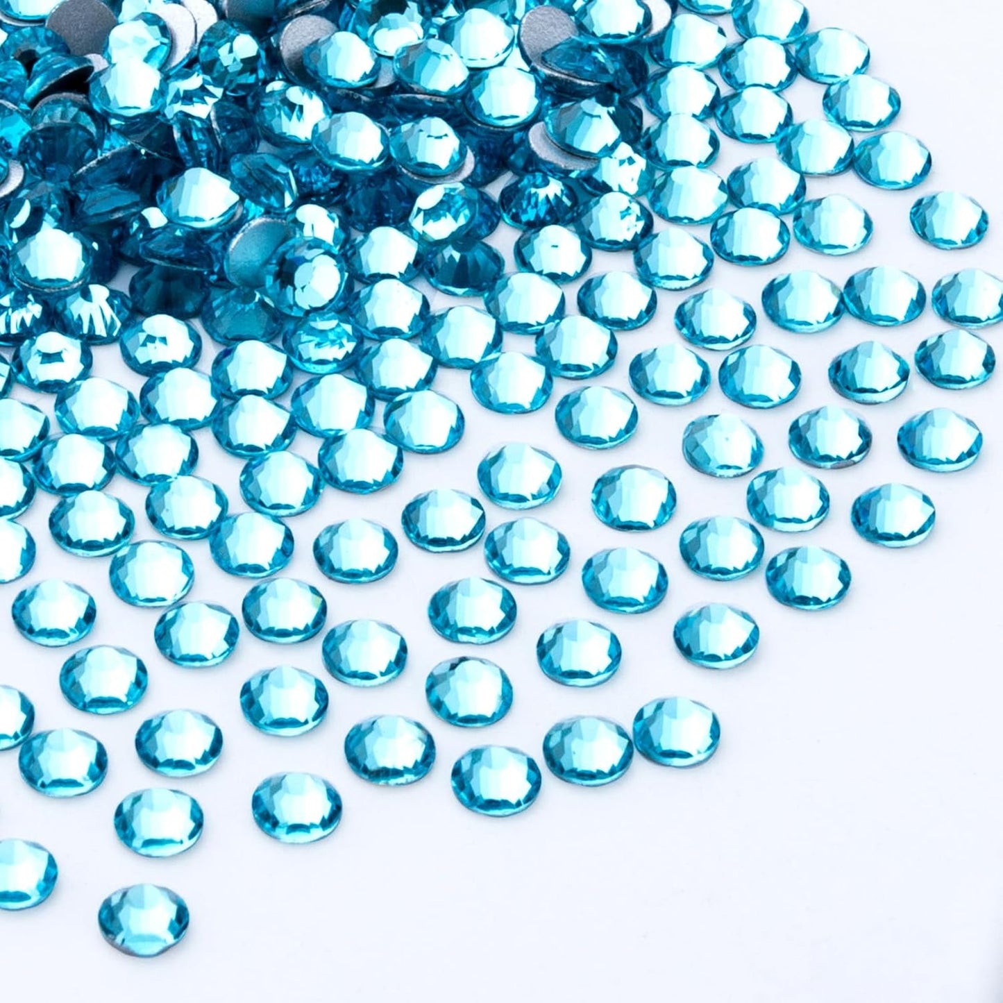 288Pcs Aquamarine Crystal Rhinestones,Glass Flatback Rhinestones Gemstones for Nail Face Makeup Art Crafts Clothes Decoration -(SS30, 6.5mm,Aquamarine)