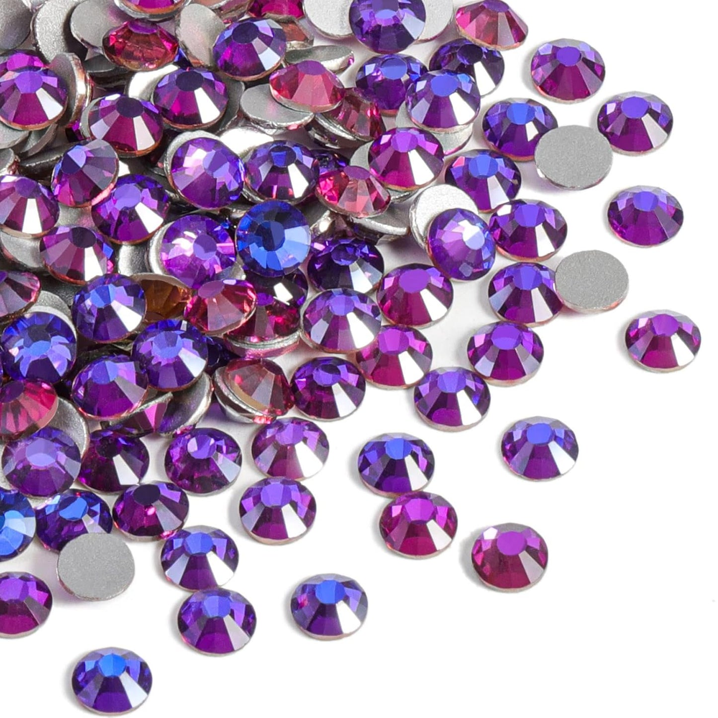 Beadsland 1440pcs Flat Back Crystal Rhinestones Round Gems for Nail Art and Craft Glue Fix, Purple Velvet,SS8,2.3-2.5mm