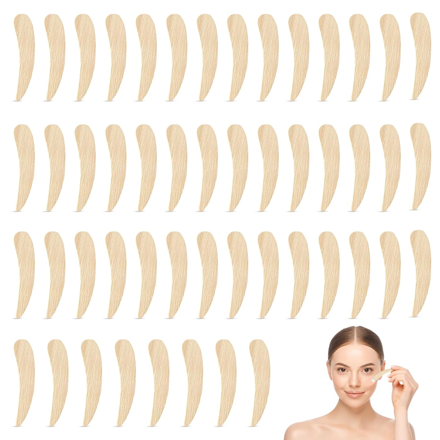Bamboo 50-pack Cosmetic Facial Makeup Spoon Spatula Mini Makeup Spatula, Biodegradable Compostable Cosmetic Cream Spatulas Spoon, Skincare Scoop Applicator Facial Massage Beauty BPA FREE (Standard)