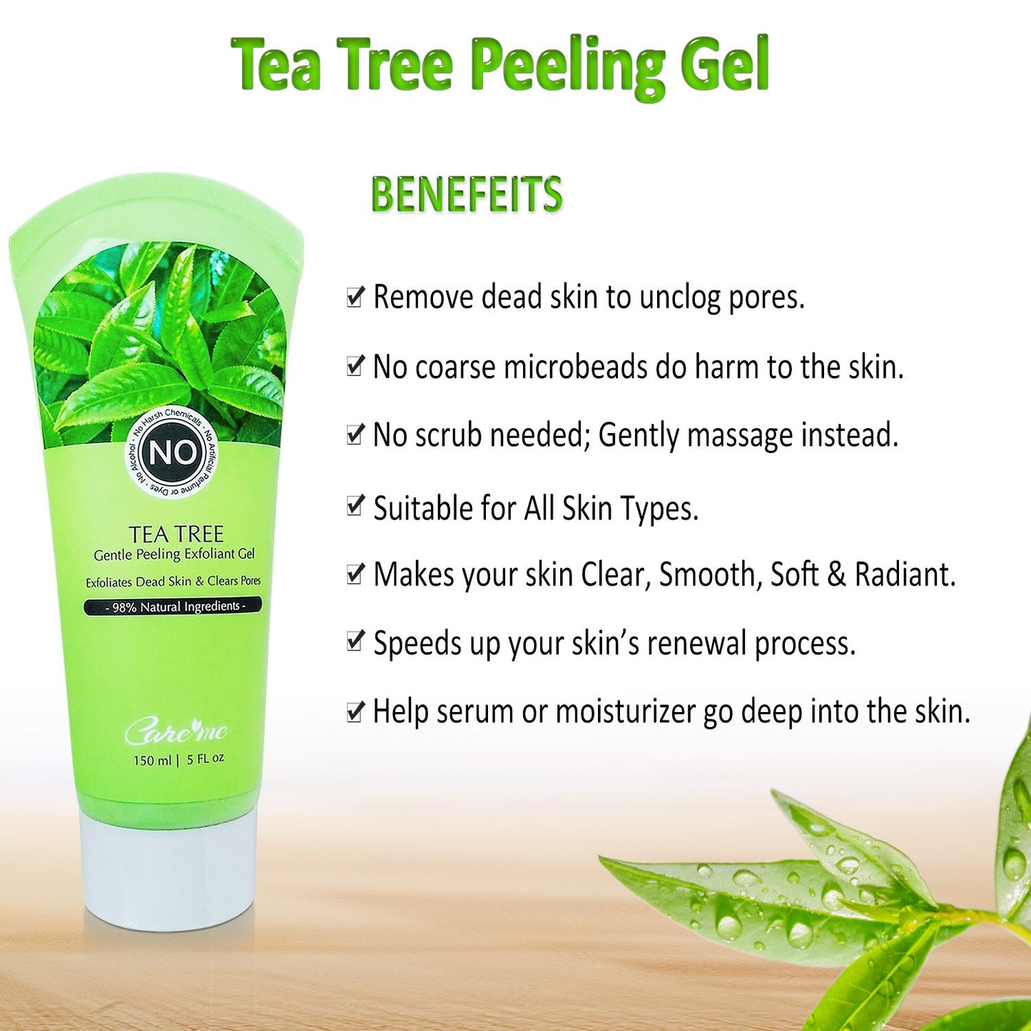 Facial Exfoliating Gel, Non-Scrub Gentle Exfoliantor for Face & Body, Exfoliates, Peels, and Removes Dead Skin Cells, Reveals Glowing, Brighter Skin, 150 ml/5 fl oz