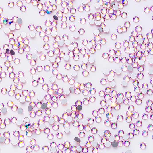 1440Pcs Pink AB Crystal Rhinestones,Glass Flatback Rhinestones Mini Gemstones for Nail Face Makeup Art Crafts Clothes Decoration -(SS8,2.4mm,Pink AB