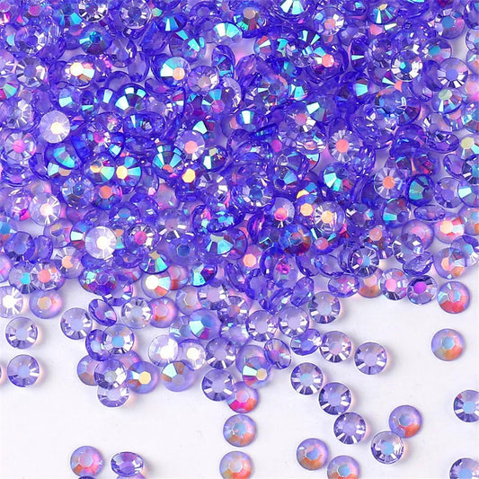 1000 Pieces SS20 5mm Flatback Rhinestones AB Clear Round Gems Crystals for Nail Art DIY Crafts Clothes Shoes Bags （Transparent Light Purple AB）
