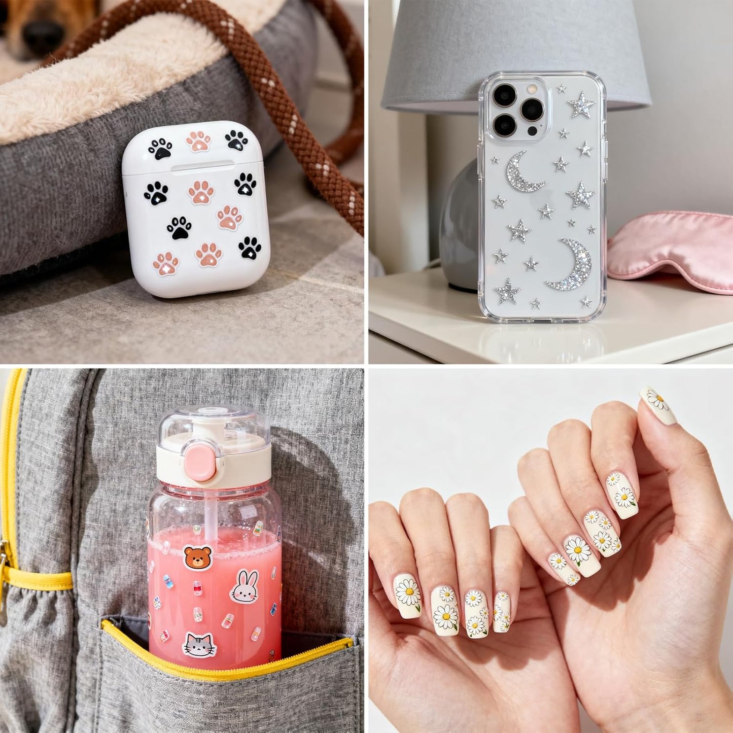 Colorful Grid Bow Nail Art Stickers 3D Embossed Fall Winter Nail Stickers, Self-Adhesive Durable Nail Art Decals for Women Girls, Nail Wraps Decoration Manicure for DIY Acrylic Nail Accessories