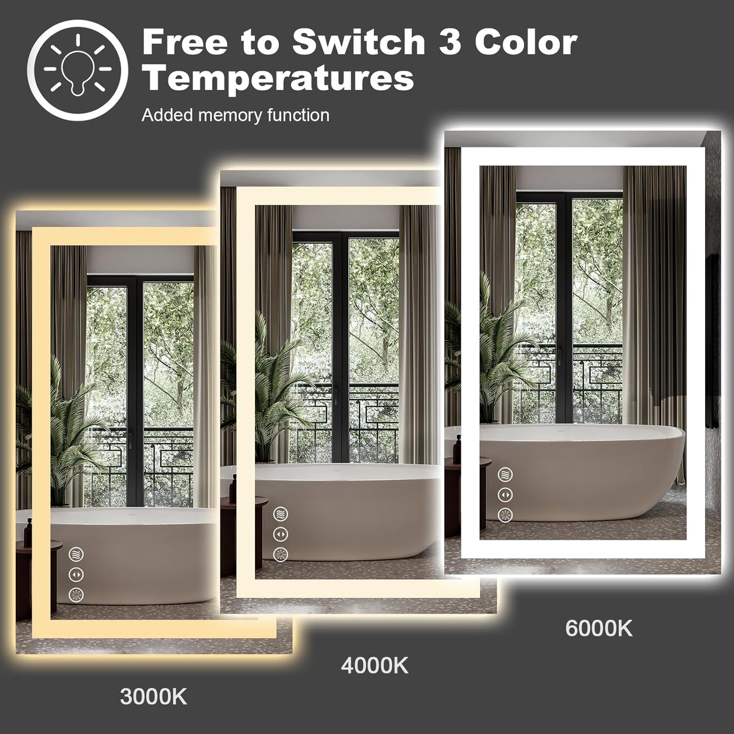 Amorho LED Bathroom Mirror Large 88" X38" with Front Light and Backlit, Stepless Dimmable Wall Mirrors with Anti-Fog, Shatter-Proof, Memory, 3 Colors, Double LED Vanity Mirror