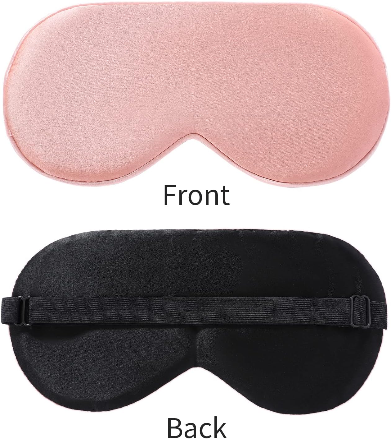 2-Pack 100% Real Natural Silk Eye Mask, Silk Sleeping Mask, Shade Puffy Eye Gift with Adjustable Straps, Sleep Eye Mask, SHJINJU Eye Mask Shade (Black and Leather Powder)