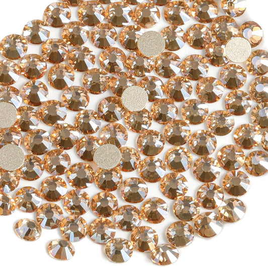 Beadsland 144 Pieces Flat Back Crystal Rhinestones Round Gems, Golden Shadow, SS40, 8.4-8.7mm
