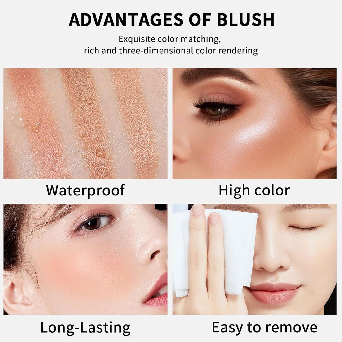 6 Color Rosé Blush Palette, Velvety Fine Texture, High Color Payoff, 3 Shimmer Shades, 3 Matte Blush Shades, Beginner-Friendly, Soft & Natural Colors, No Color Fading - Makeup Blush Palette