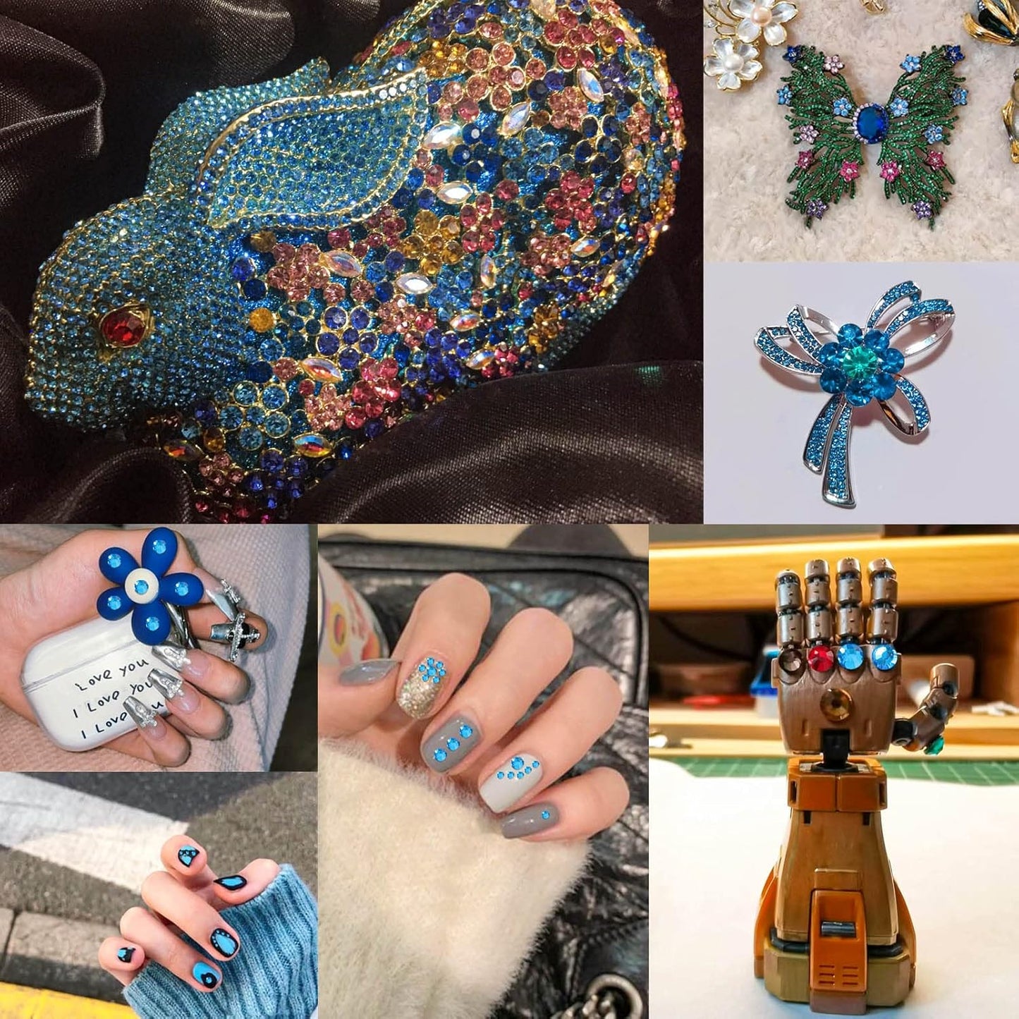 beadsland Flat Back Crystal Rhinestones Round Gems for Nail Art and Craft Glue Fix,Capri Blue (3.8-4.0mm) SS16/1440pcs