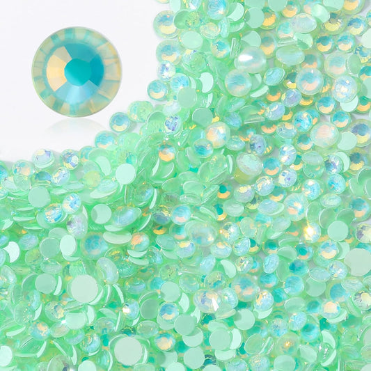 F Light Green Flatback Rhinestones, Glass Rhinestones for Nail Art and Craft, Glue Fix, Loose Crystal Gemstones(F Light Green, SS10, 1440pcs, 2.7-2.8mm)