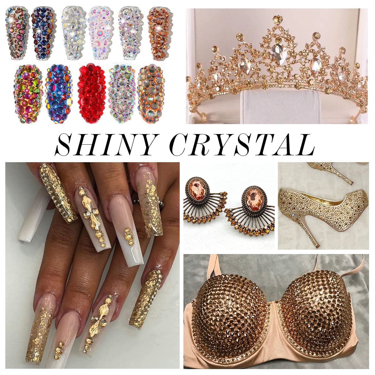 1440Pcs Champagne Crystal Rhinestones,Glass Flatback Rhinestones Gemstones for Nail Face Makeup Art Crafts Clothes Decoration -(SS12,3.0mm,Champagne)