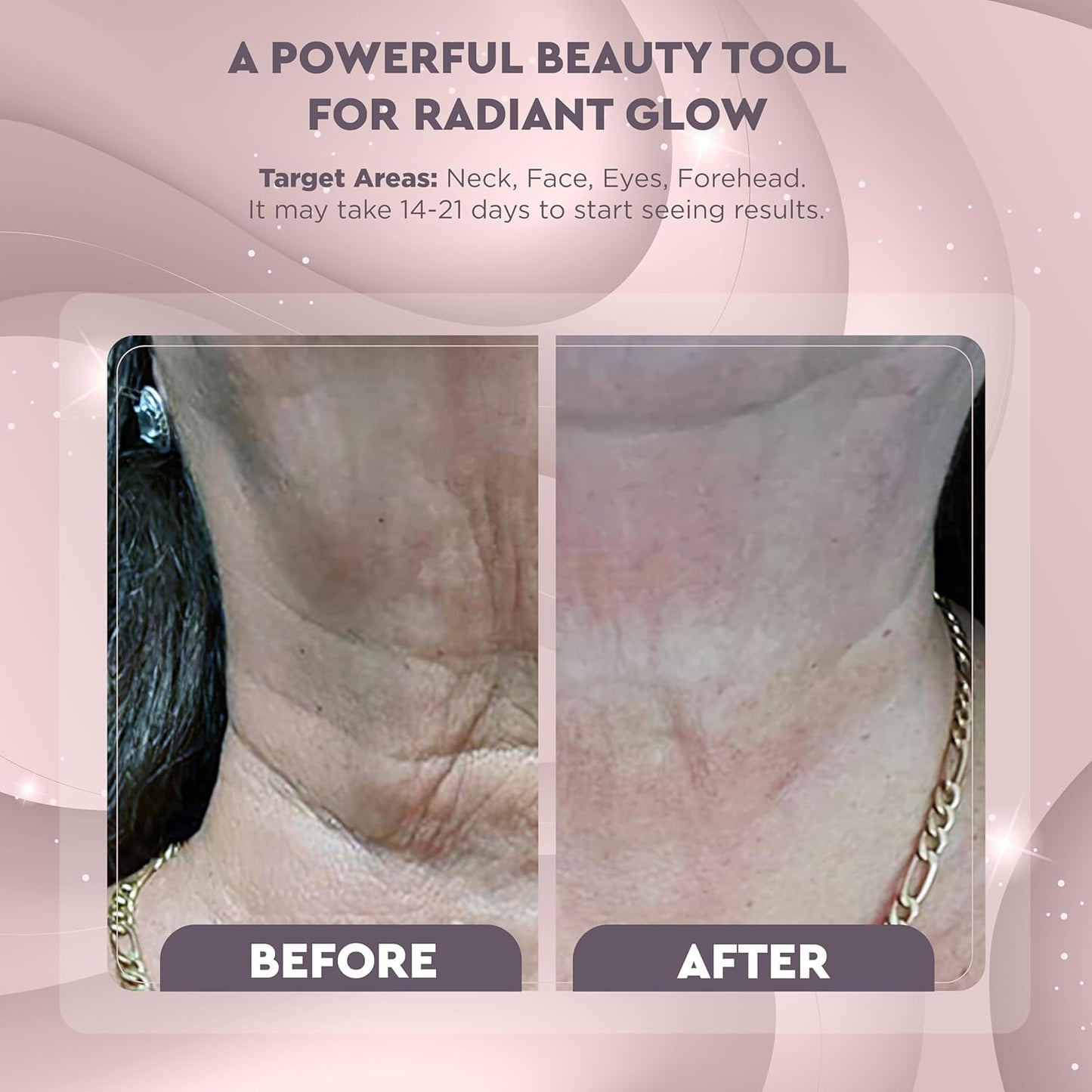 GLO24K Red Light for Face & Neck Beauty Device - 3 in 1 Facial Massager Tool and Neck Care Device for Turkey Neck, Anti Wrinkle, Face and Neck Massager for Women