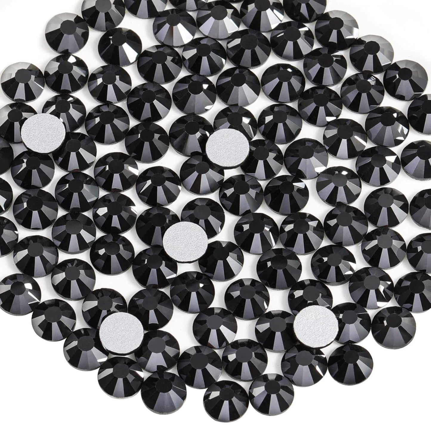 Beadsland 1440pcs Flat Back Crystal Rhinestones Round Gems for Nail Art and Craft Glue Fix, Jet Hematite,SS20,4.6-4.8mm