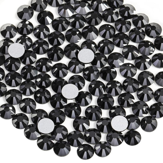 Beadsland 144 Pieces Flat Back Crystal Rhinestones Round Gems, Jet Hematite, SS40, 8.4-8.7mm