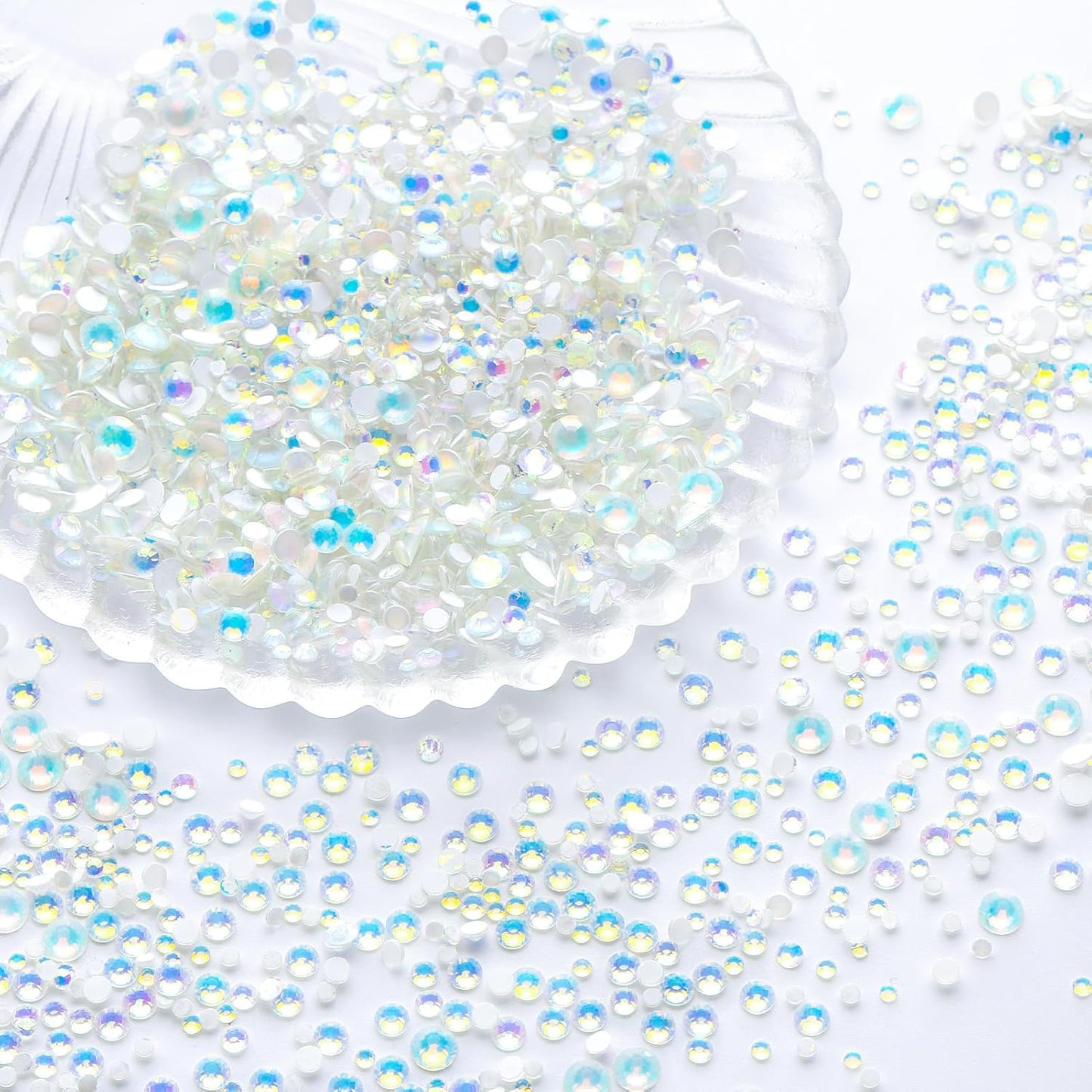 F White Flatback Rhinestones, Glass Rhinestones for Nail Art and Craft, Glue Fix, Loose Crystal Gemstones(F White, SS10, 1440pcs, 2.7-2.8mm)