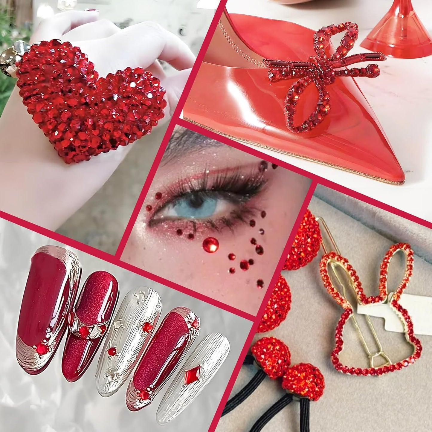 2000PCS SS12 Flatback Rhinestones | 12-Facet Diamond-Cut Glass Gems for Nail Art, Clothing, DIY Crafts |Glue-On Decoration Stones with Silver Backing(Light Siam)