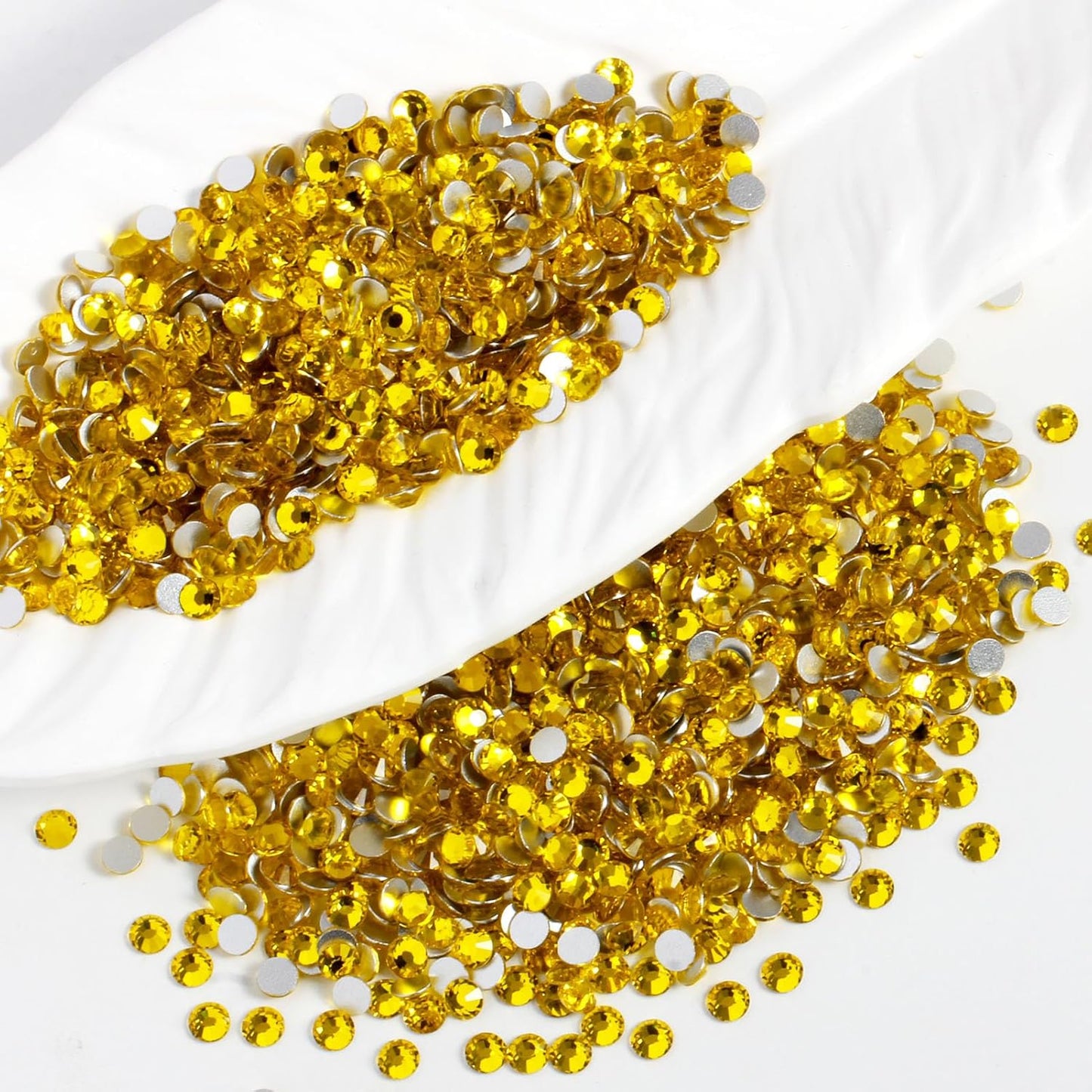 3000PCS SS10 Flatback Rhinestones | 12-Facet Diamond-Cut Glass Gems for Nail Art, Clothing, DIY Crafts |Glue-On Decoration Stones with Silver Backing(Citrine)