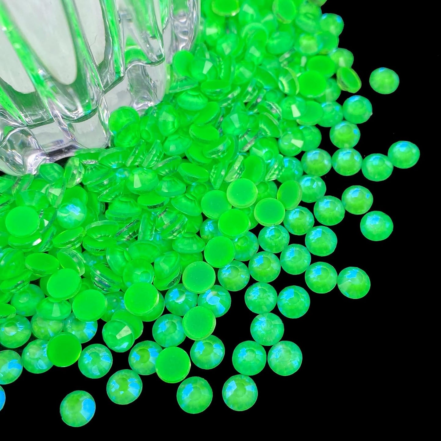 Flatback Glass Rhinestones,Bedazzler Gems 1440pcs Non Hotfix Crystal Rhinestones for Nail Charms Crafts Clothes Tumblers,Green AB Neon,SS16