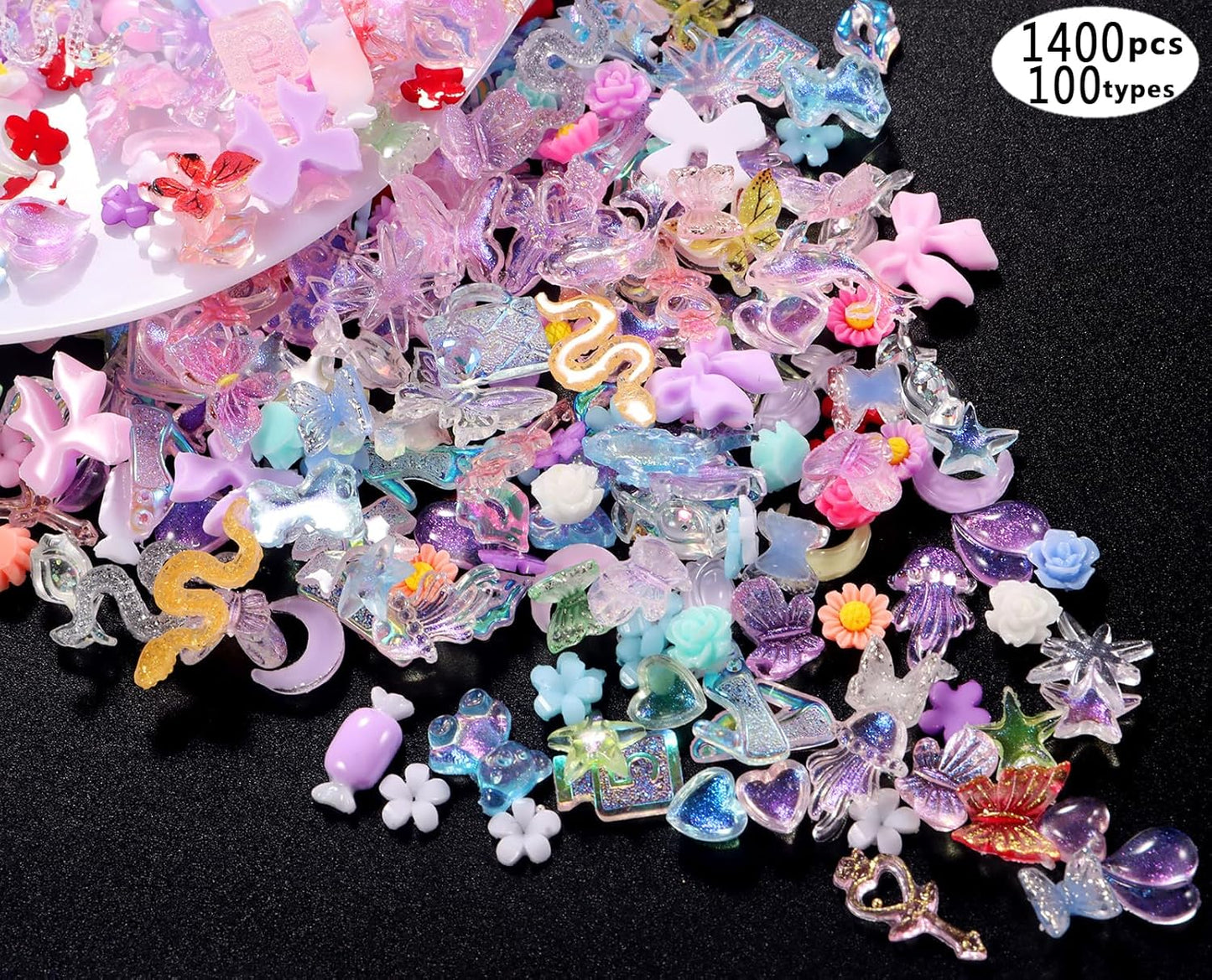 250pc 3D Nail Charms Set - Diverse Shapes & Colors for Acrylic Nails & DIY Crafts (#10)