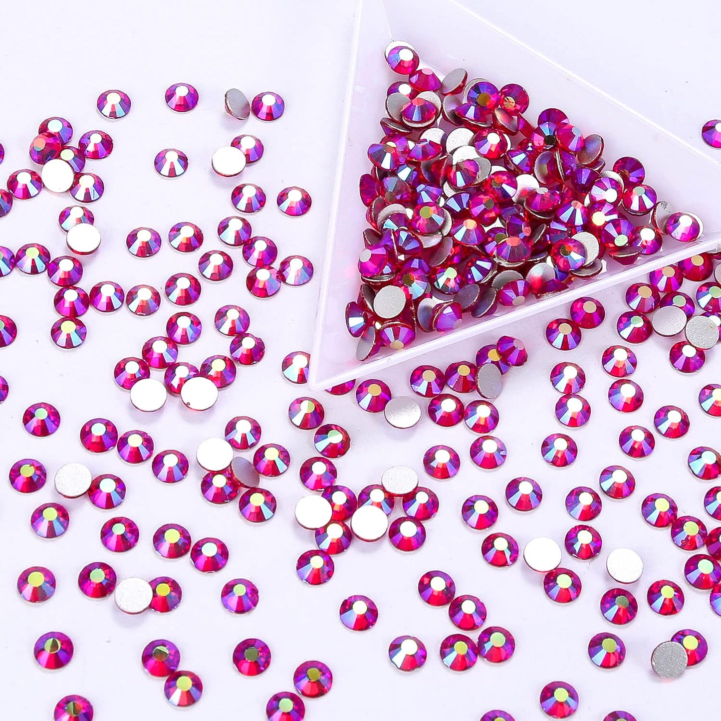 1440Pcs Red Ab Crystal Rhinestones,Glass Flatback Rhinestones Mini Gemstones for Nail Face Makeup Art Crafts Clothes Decoration -(SS8,2.4mm,Red Ab)