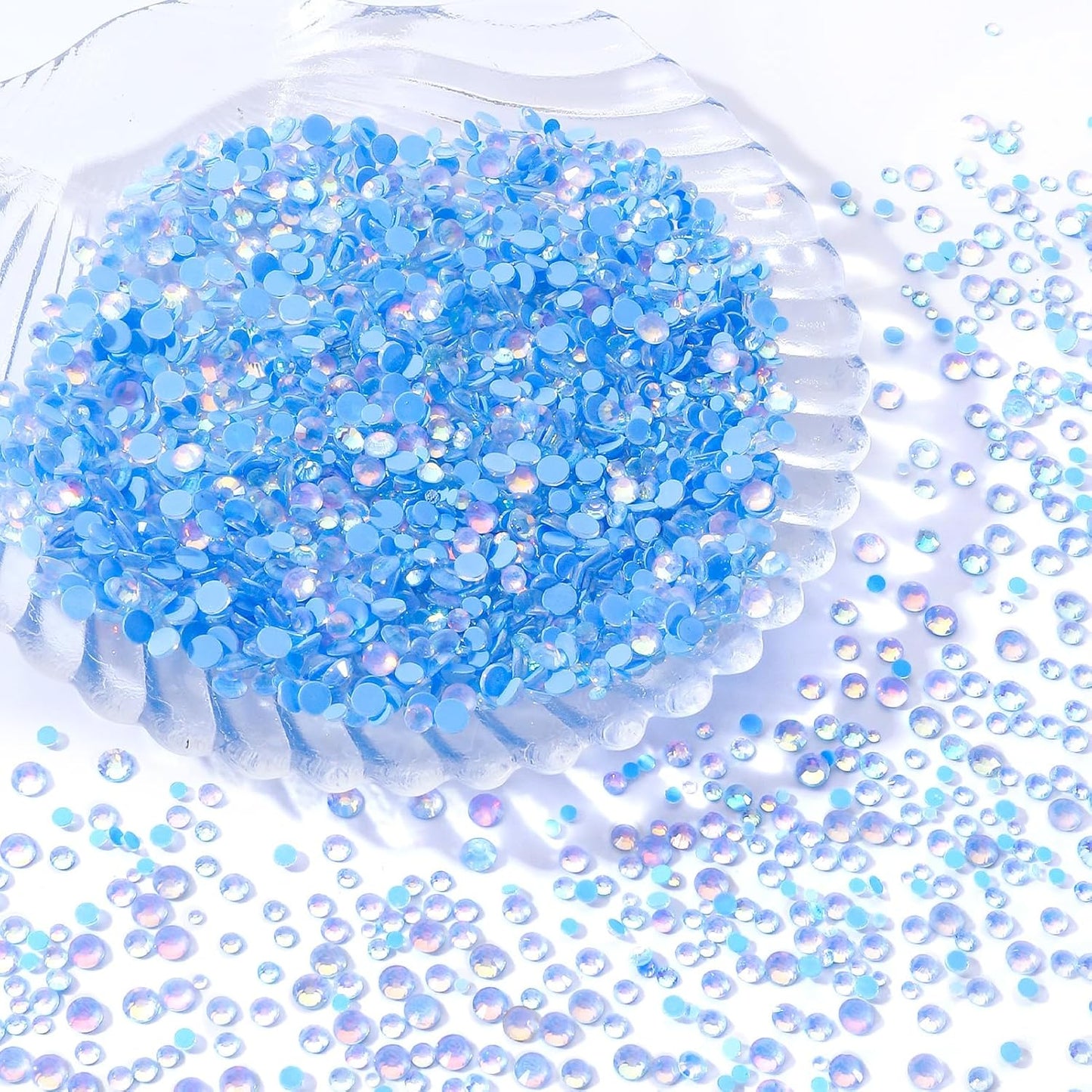 F Light Blue Flatback Rhinestones, Glass Rhinestones for Nail Art and Craft, Glue Fix, Loose Crystal Gemstones(F Light Blue, SS16, 1440pcs, 3.8-4.0mm)