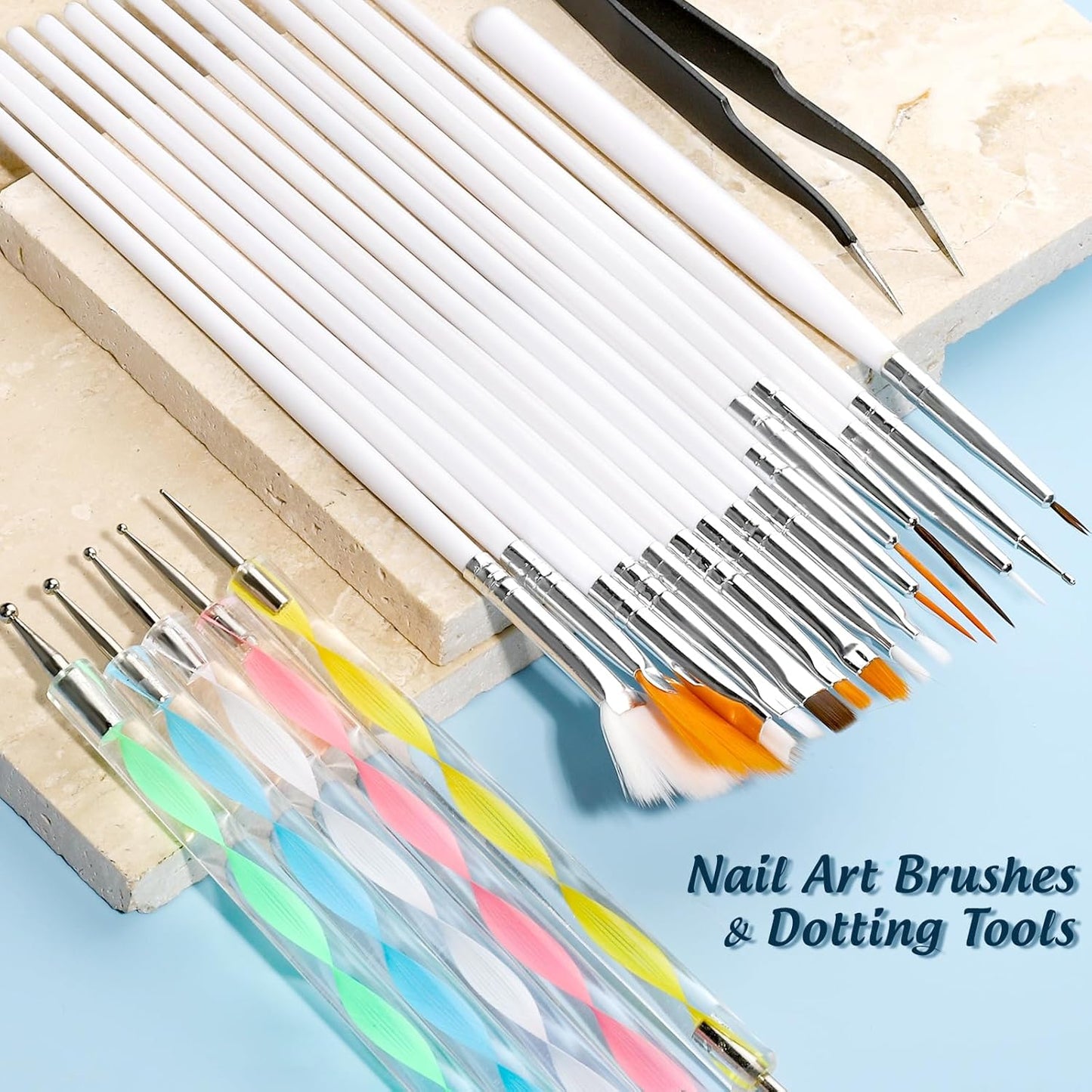 FANDAMEI Nail Tools, Nail Art Brushes Set, Nail Art Dotting Tools, Nail Stickers, Butterfly Nail Art Sequins, Nail Foils, Nail Art Flakes Iridescent, Nail Art Kits, Rhinestones For Nails Design