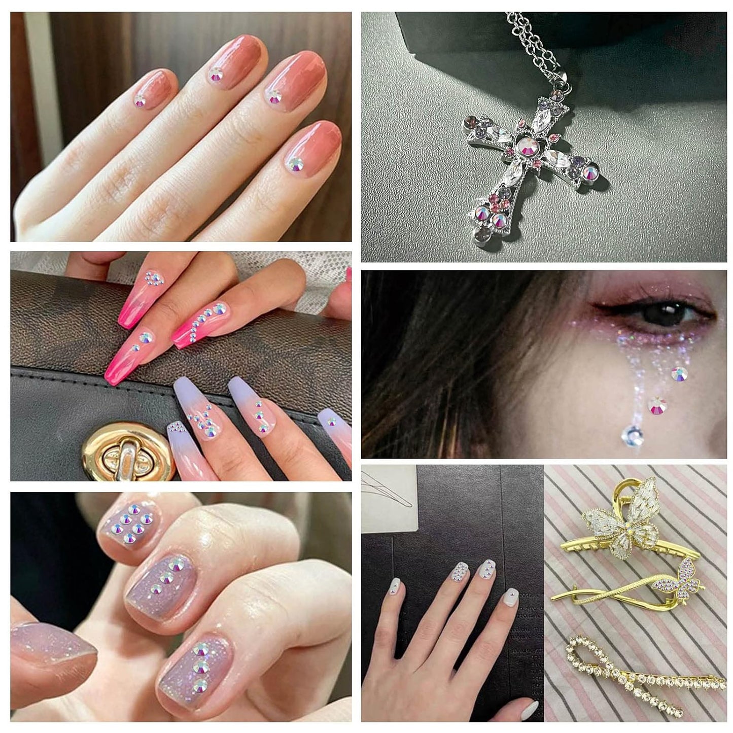 Beadsland 1440 Pieces Flat Back Crystal Rhinestones Round Gems,Transparent AB,SS3,1.2-1.4mm