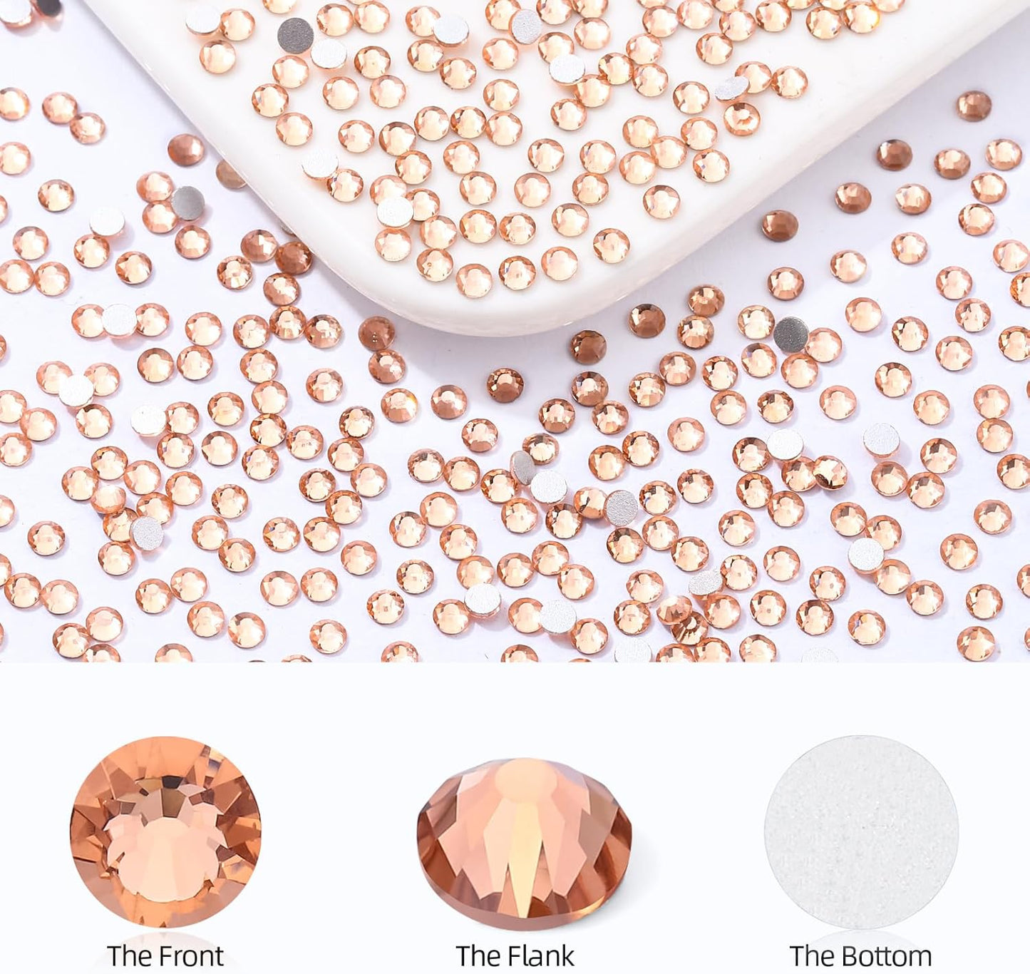 Champagne Flatback Rhinestones, Glass Rhinestones for Nail Art and Craft, Glue Fix, Loose Crystal Gemstones(Champagne, SS10, 2880pcs, 2.7-2.8mm)